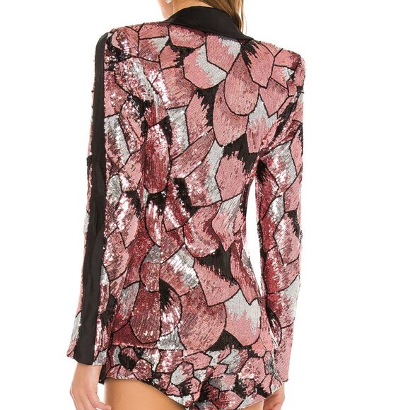 NEW Zhivago Mallwolf Blazer Jacket in Blush Pink Silver Black Sequins 6 Medium - Picture 4 of 9